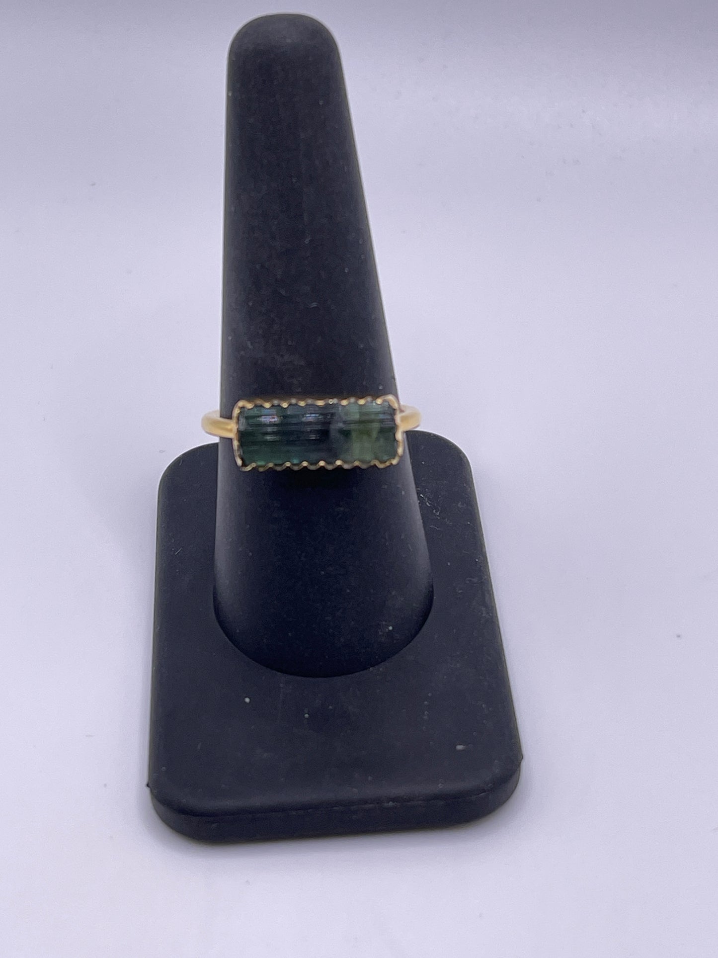 Green Tourmaline Vermeil Ring Size 9