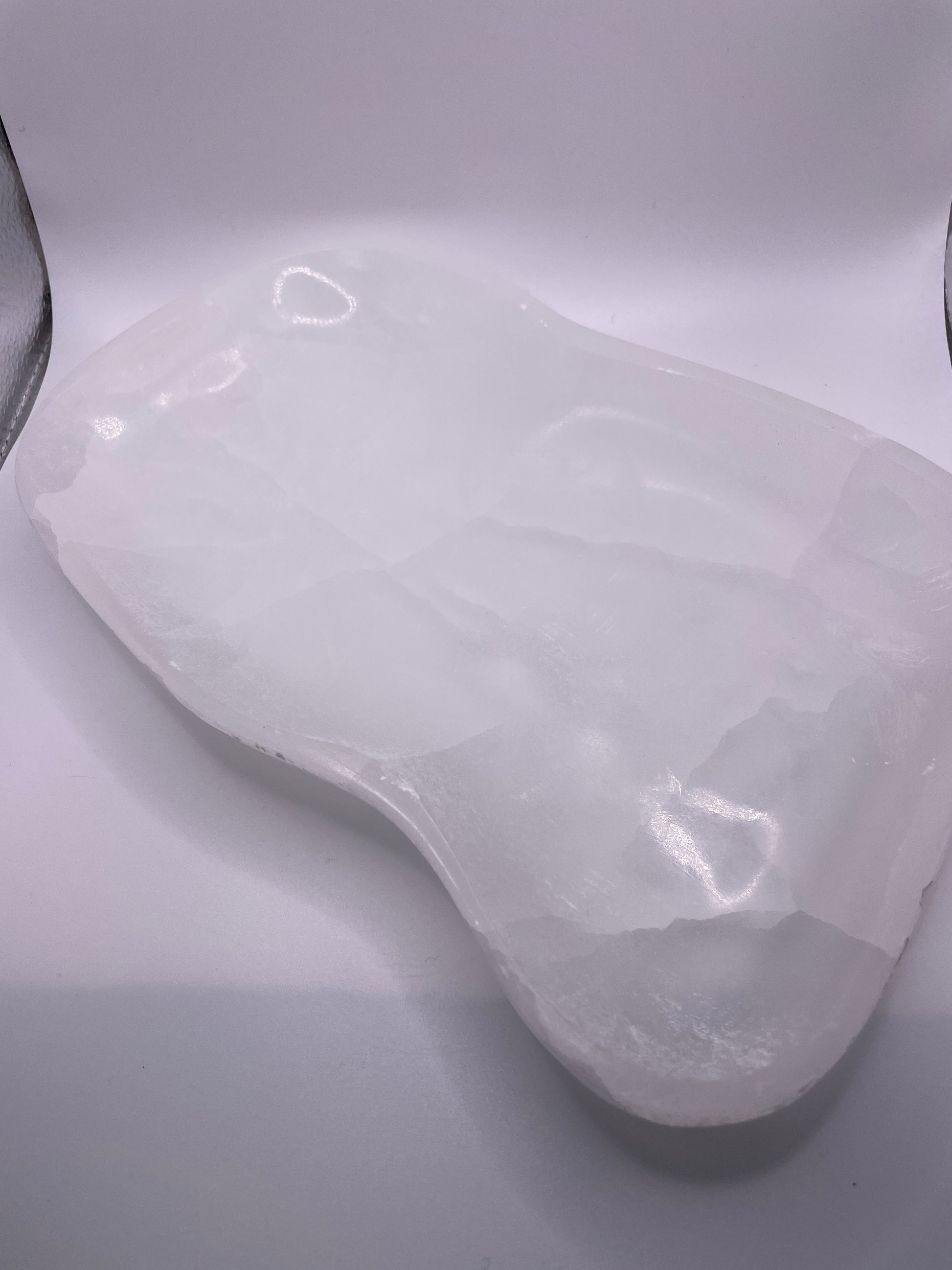 Flat Freeform Selenite Bowl 10” x 6 3/4