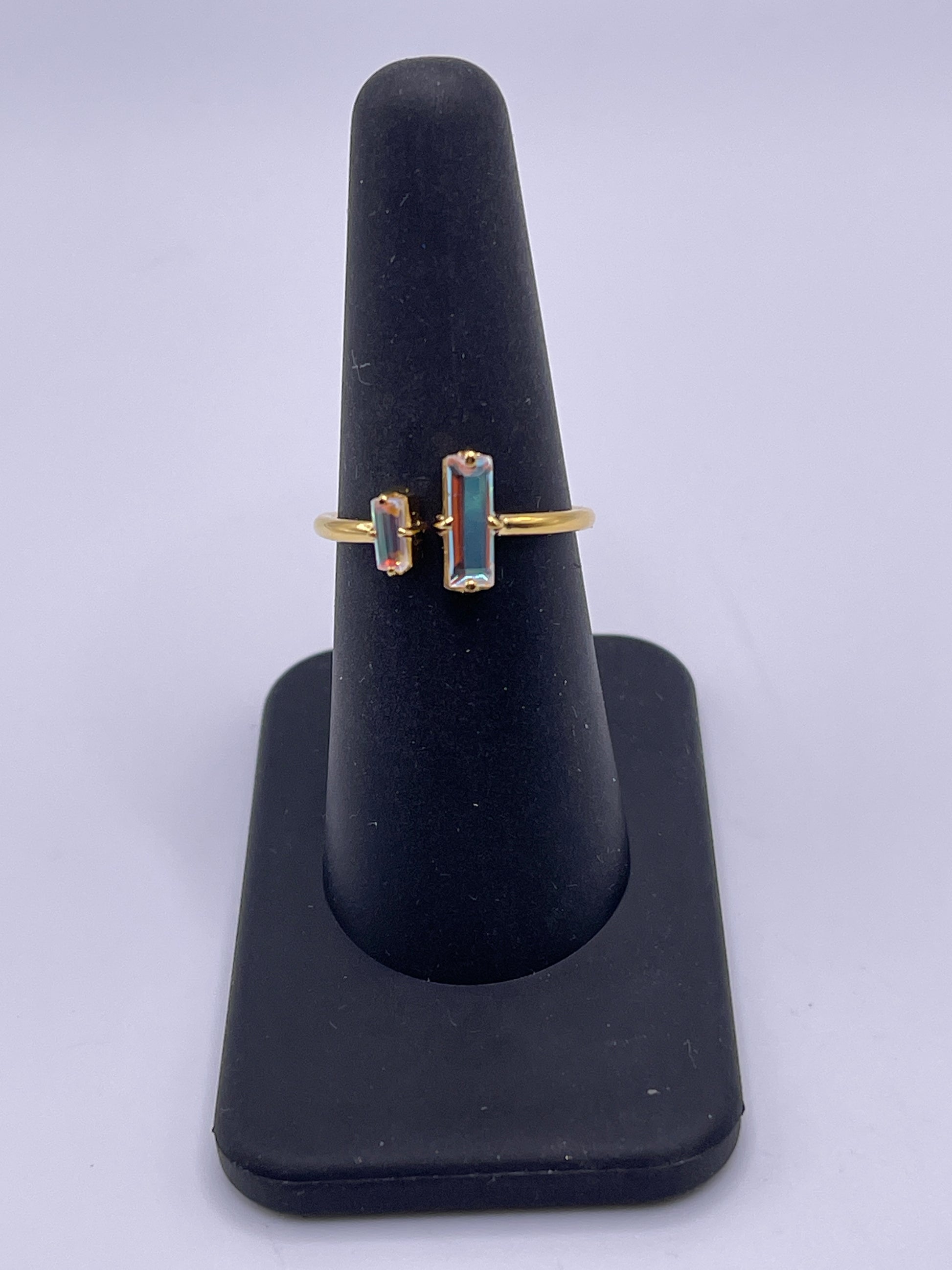 Mystic Topaz AB Rectangle Vermeil Ring Size 8