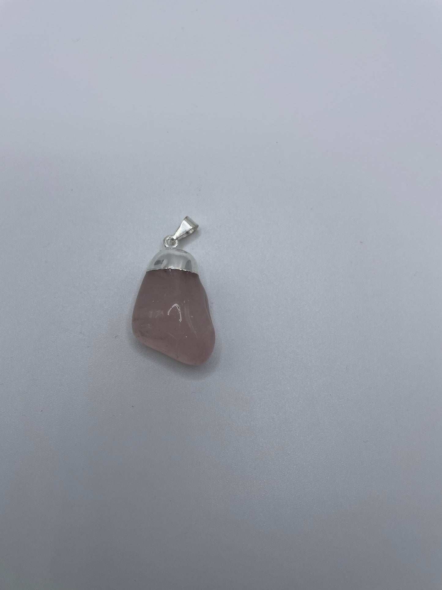 Rose Quartz Tumbled Pendant Silver Plated Too