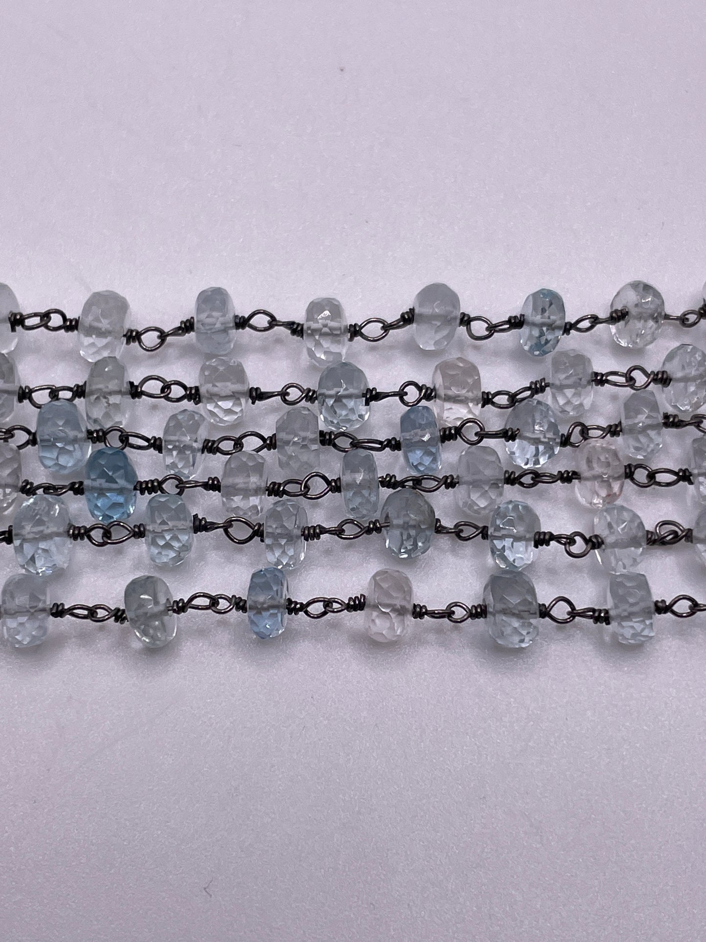 7mm Aquamarine Black Chain Per Foot