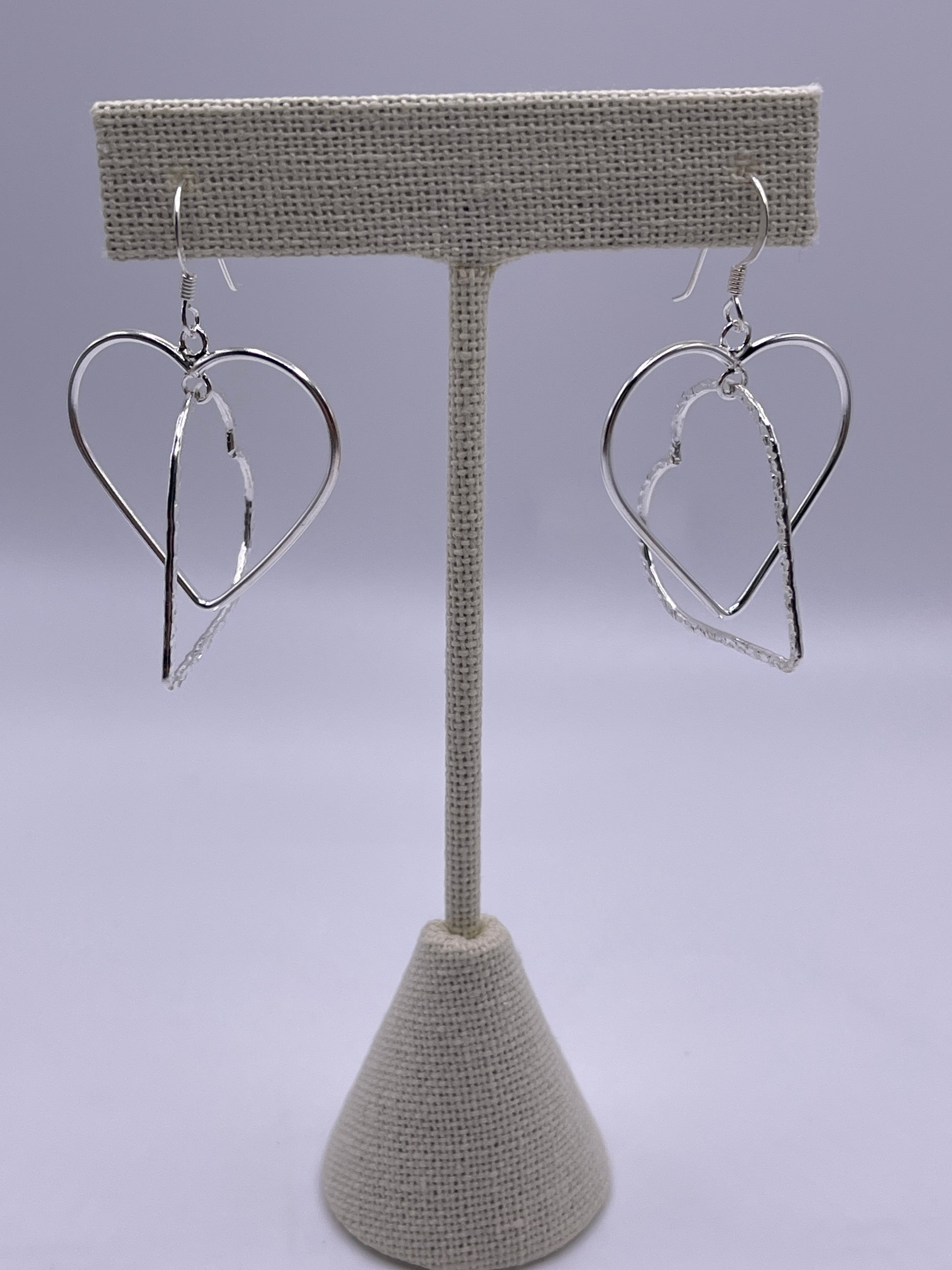 Double Heart Sterling Silver Earrings