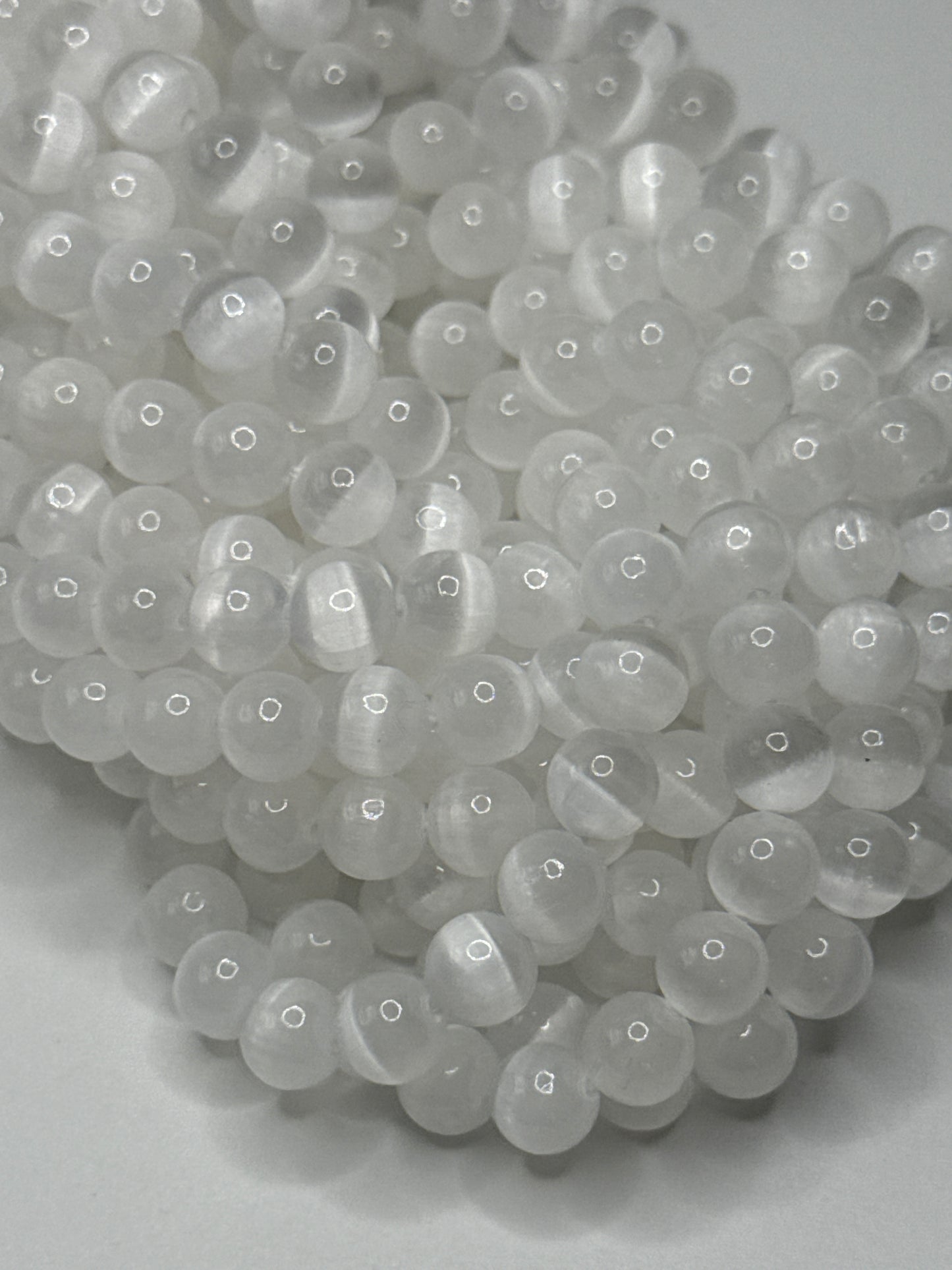 8mm Selenite Bead Strand