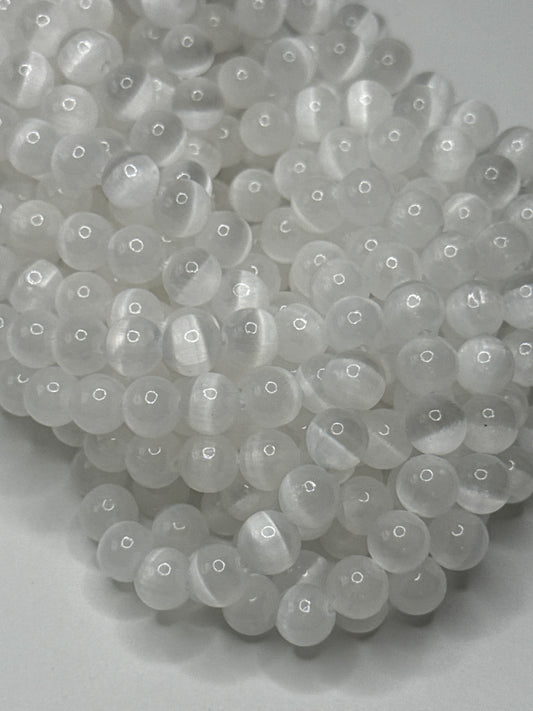 8mm Selenite Bead Strand