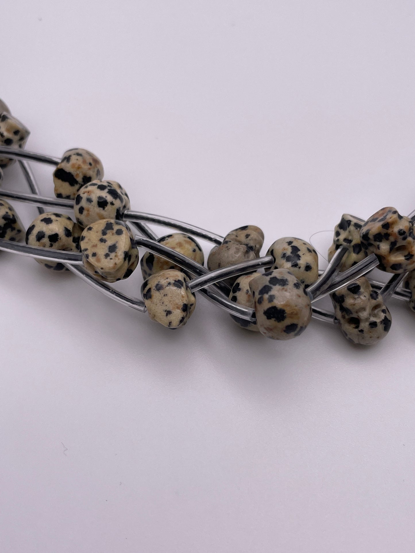 8mm Dalmatian Jasper Bead Strand Horizontal Drill