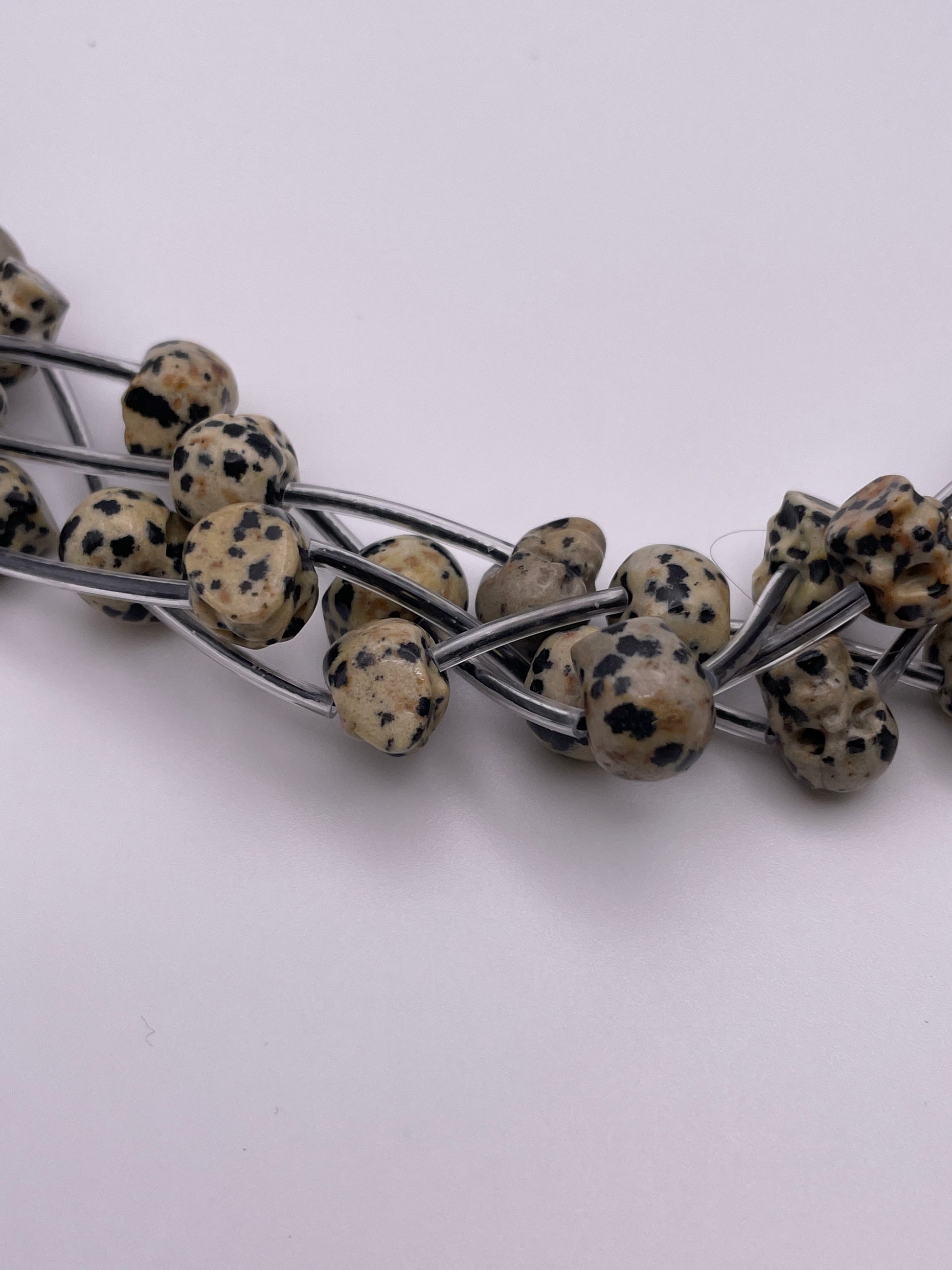 8mm Dalmatian Jasper Bead Strand Horizontal Drill