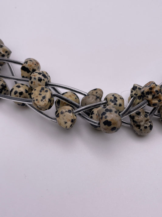 8mm Dalmatian Jasper Bead Strand Horizontal Drill