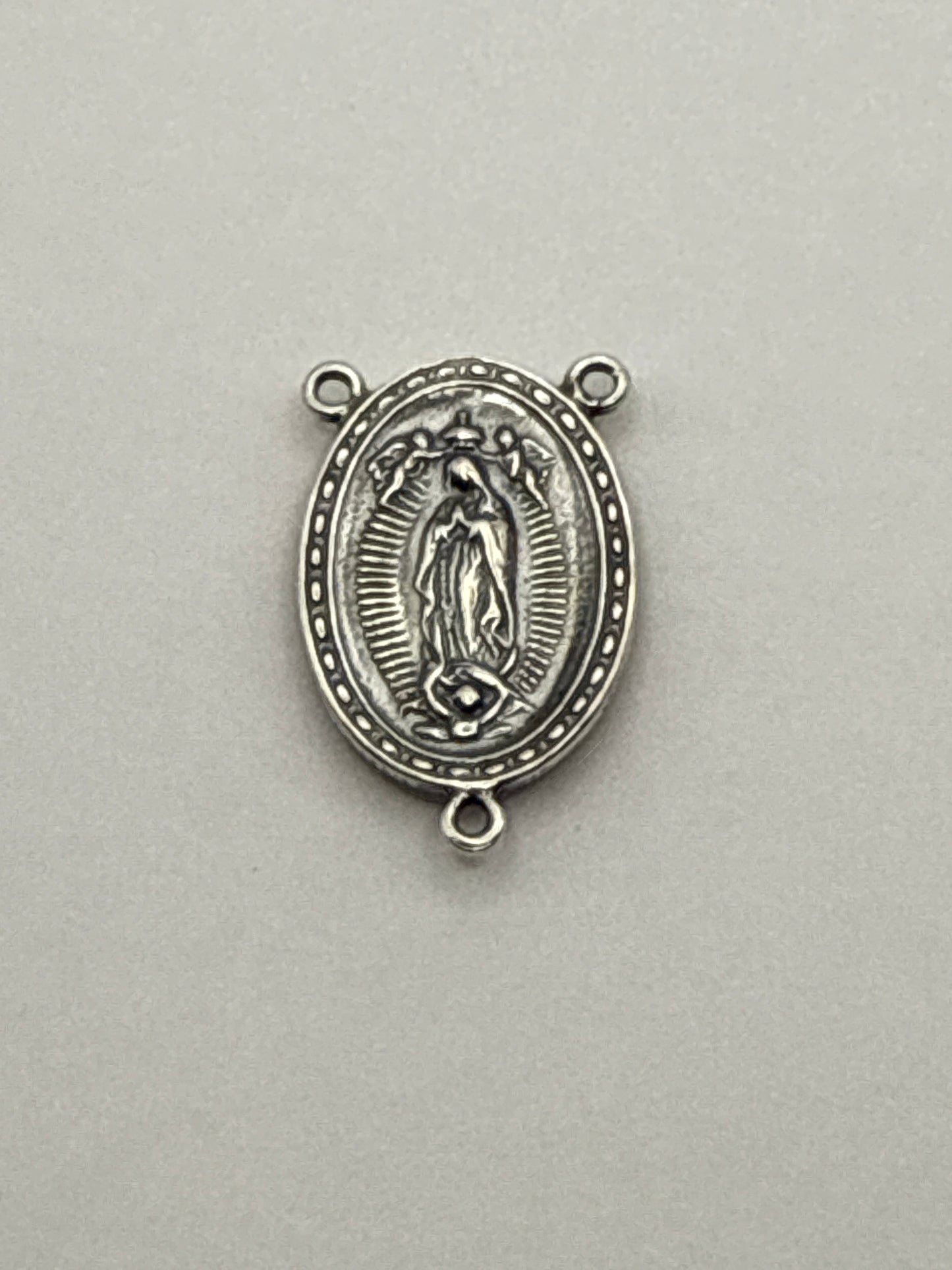 Sterling Silver Lady Guadalupe 3 Loop connector Rosary
