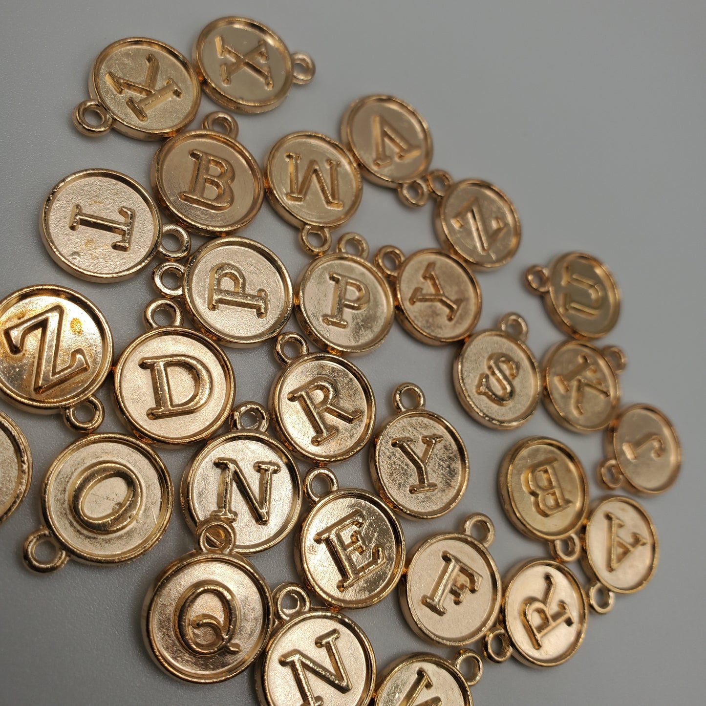 Gold Color Coin Letter Charm