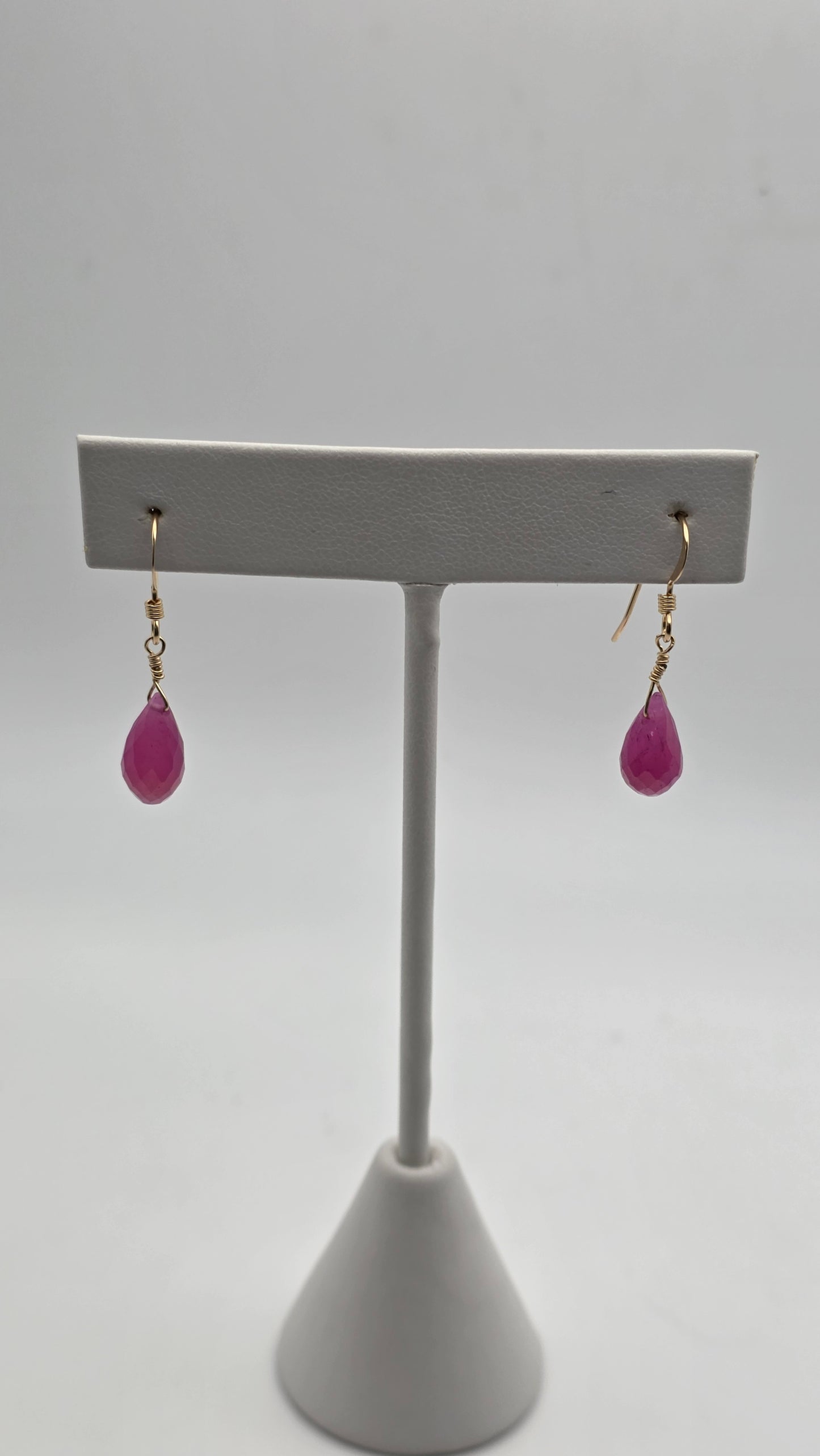 Gold Filled Ruby Drop Earrings