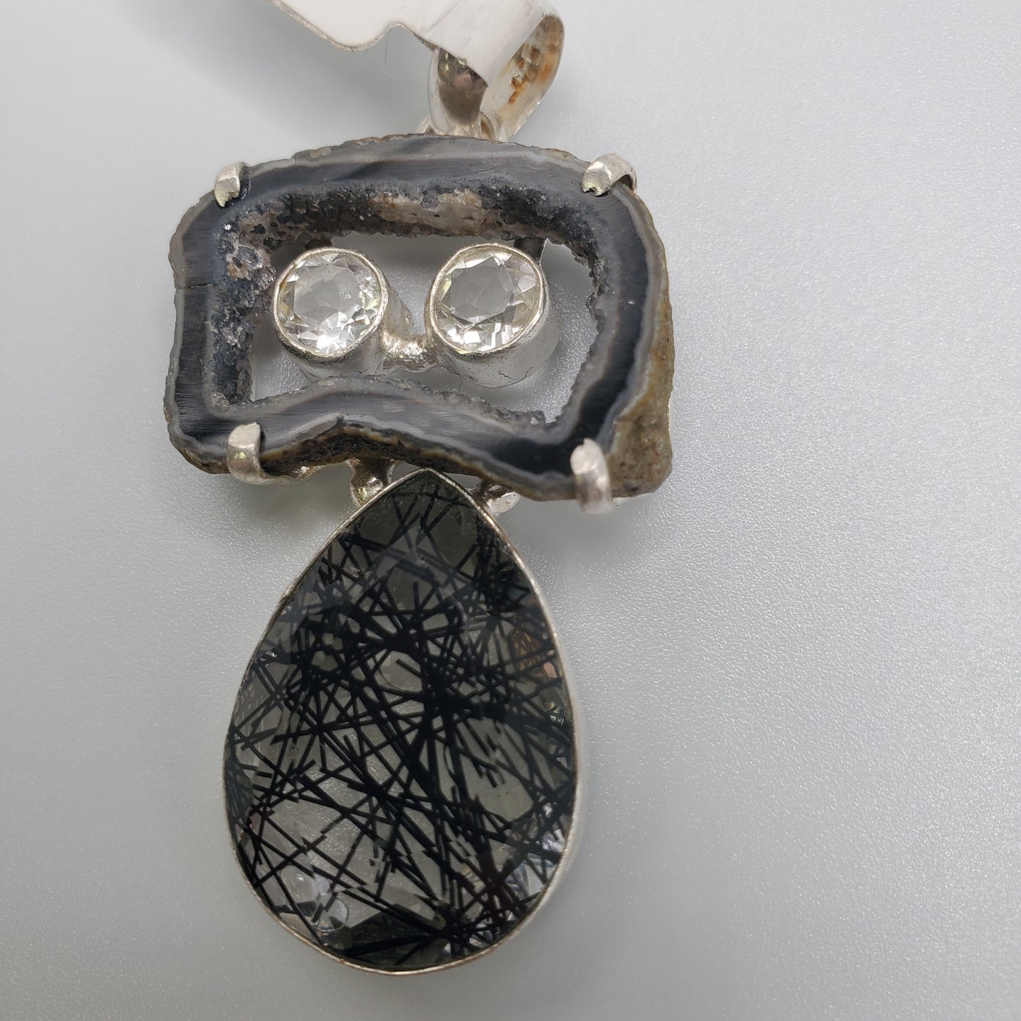 Druzy Tourmalated Quartz Pendant