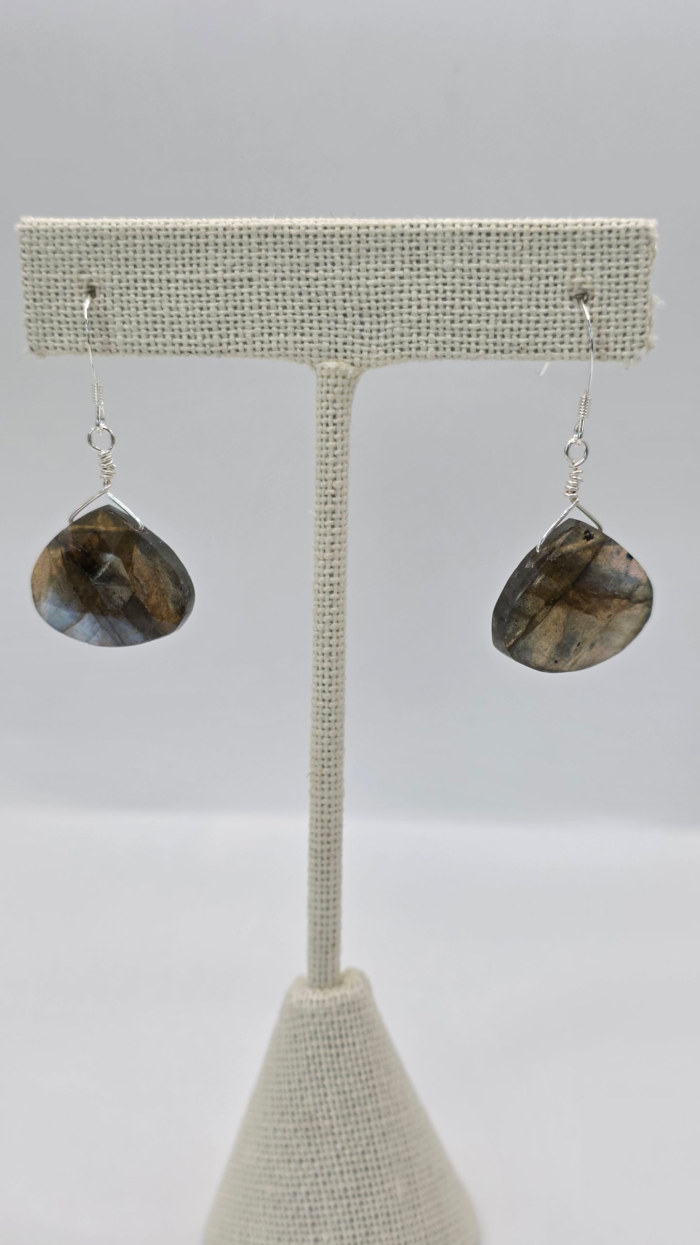 Sterling Silver Labradorite Wire Wrap Earrings