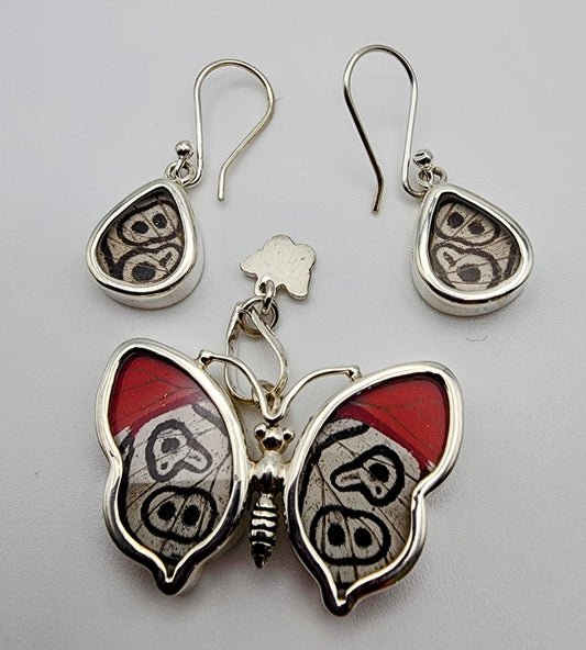 SS Butterfly Charm with Earrings Small