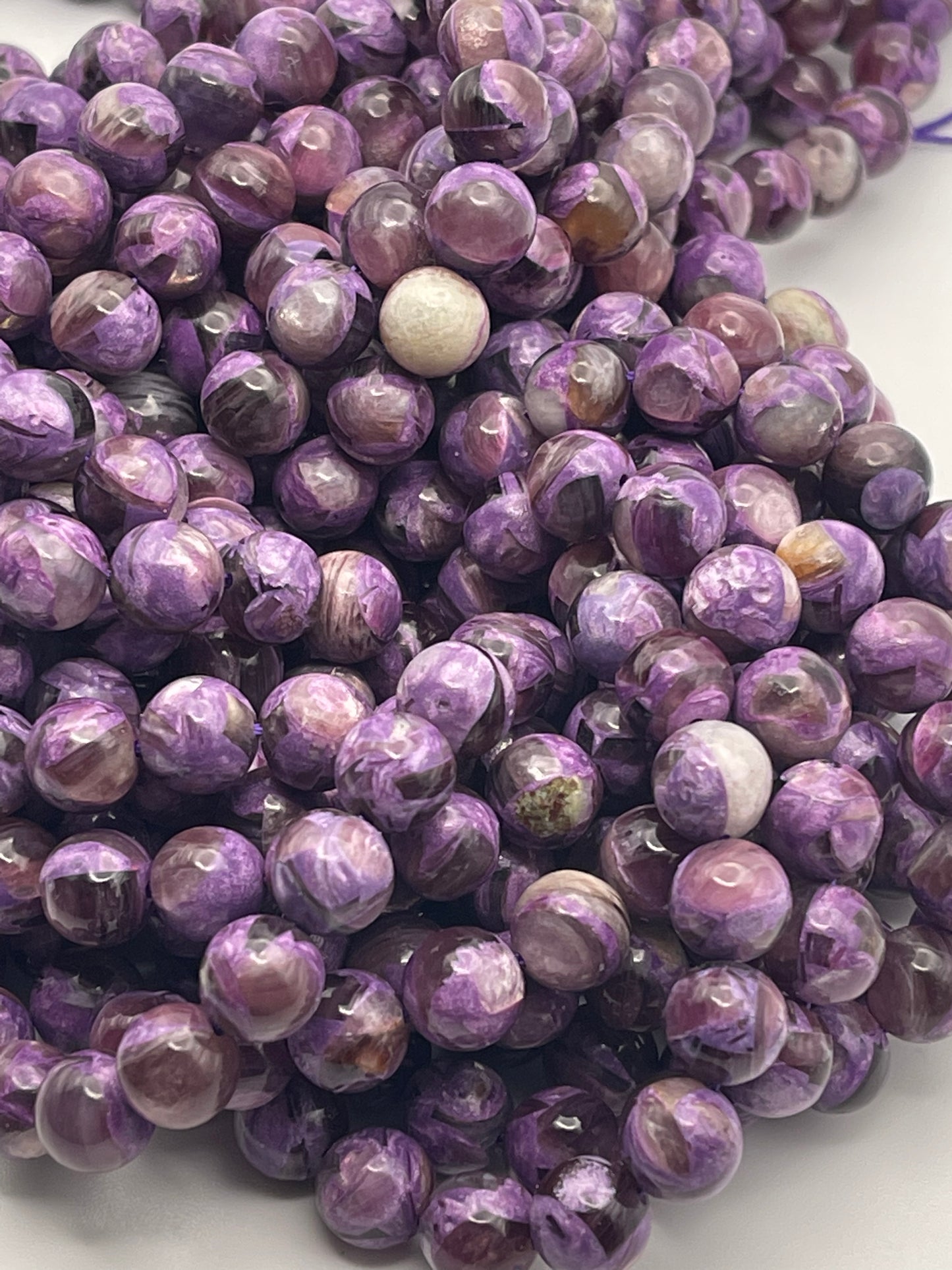 8mm Purple Muscovite Rnd Smooth