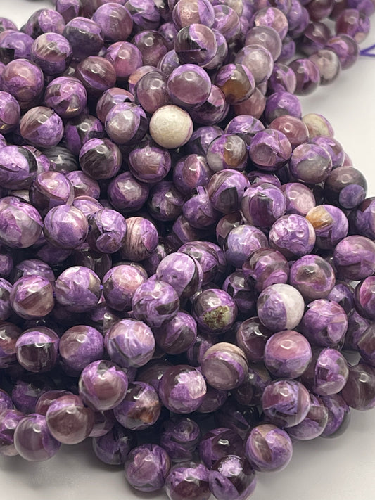 8mm Purple Muscovite Rnd Smooth
