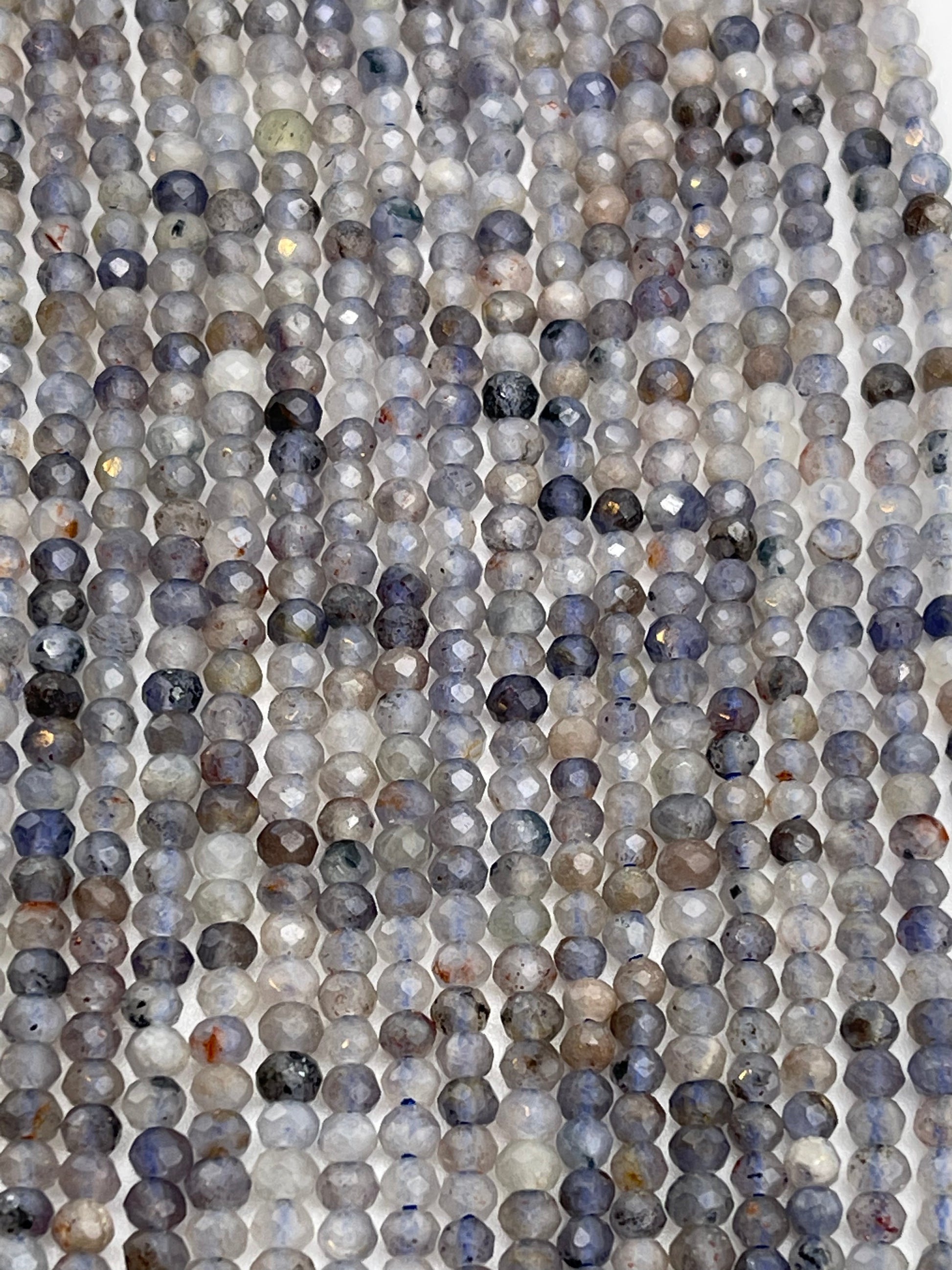 3mm Faceted Iolite Round Bead Strand.