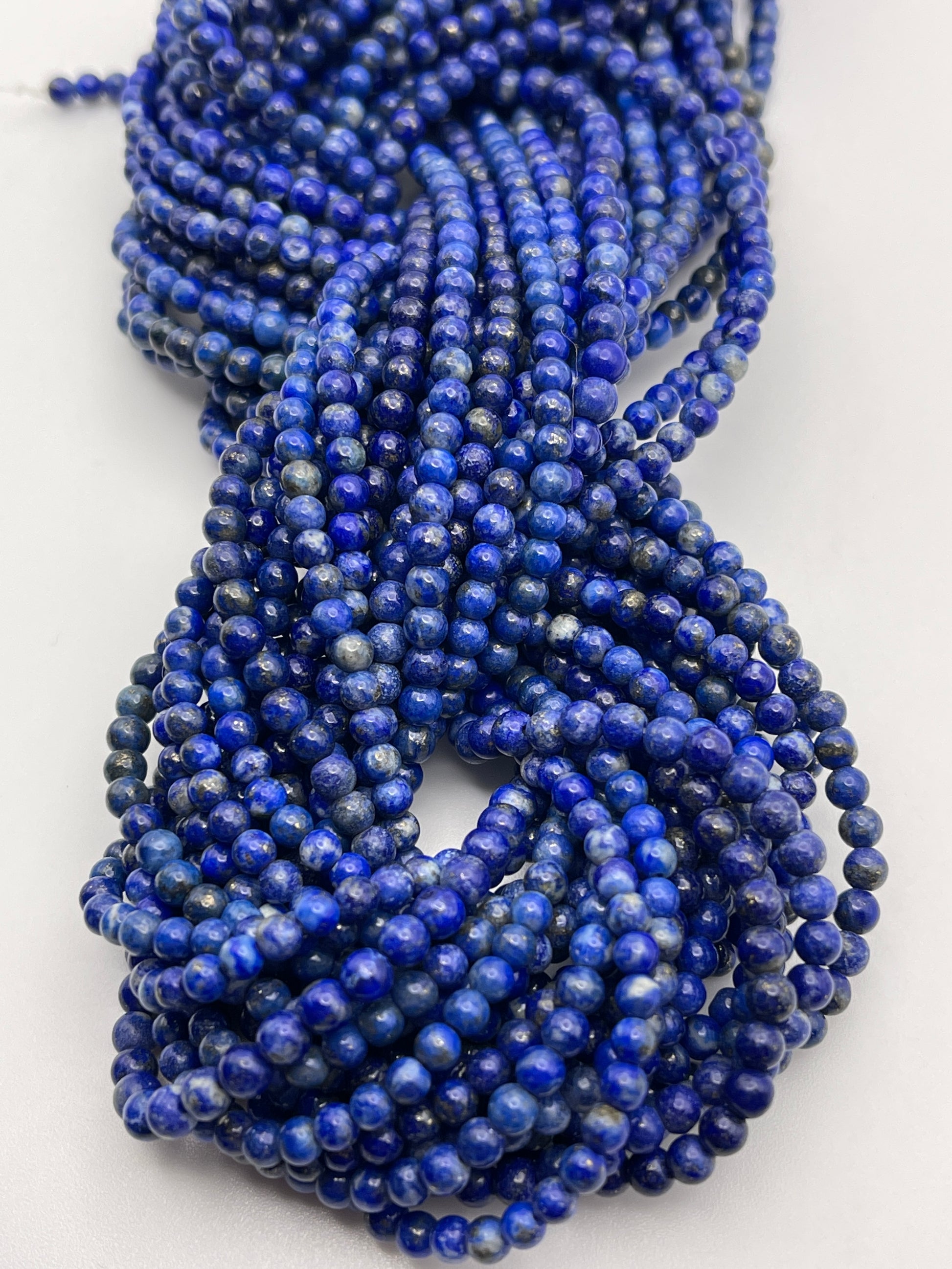 3mm Lapis Round Smooth Bead Strand.