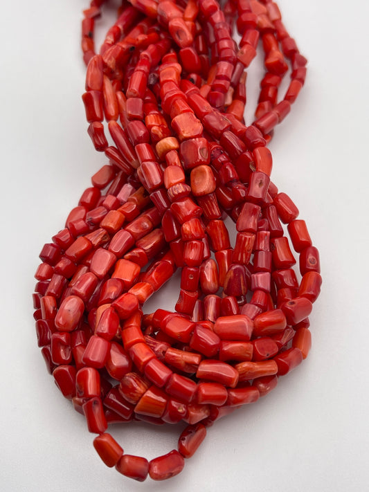 4-5mm Tube Coral Bead Strand.