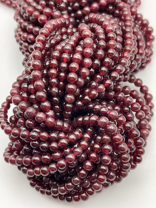 4mm Round Garnet Bead Strand.