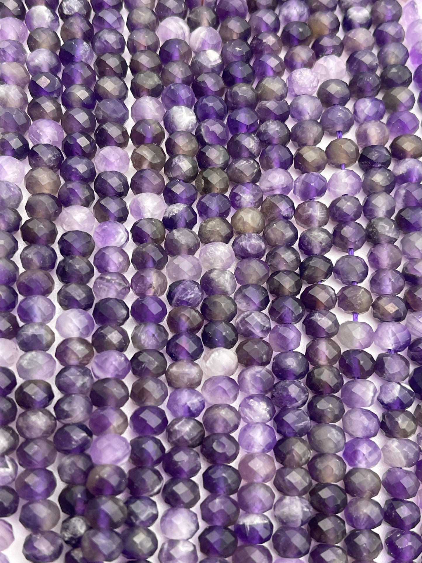 6mm Amethyst Faceted Rondell Bead Strand.