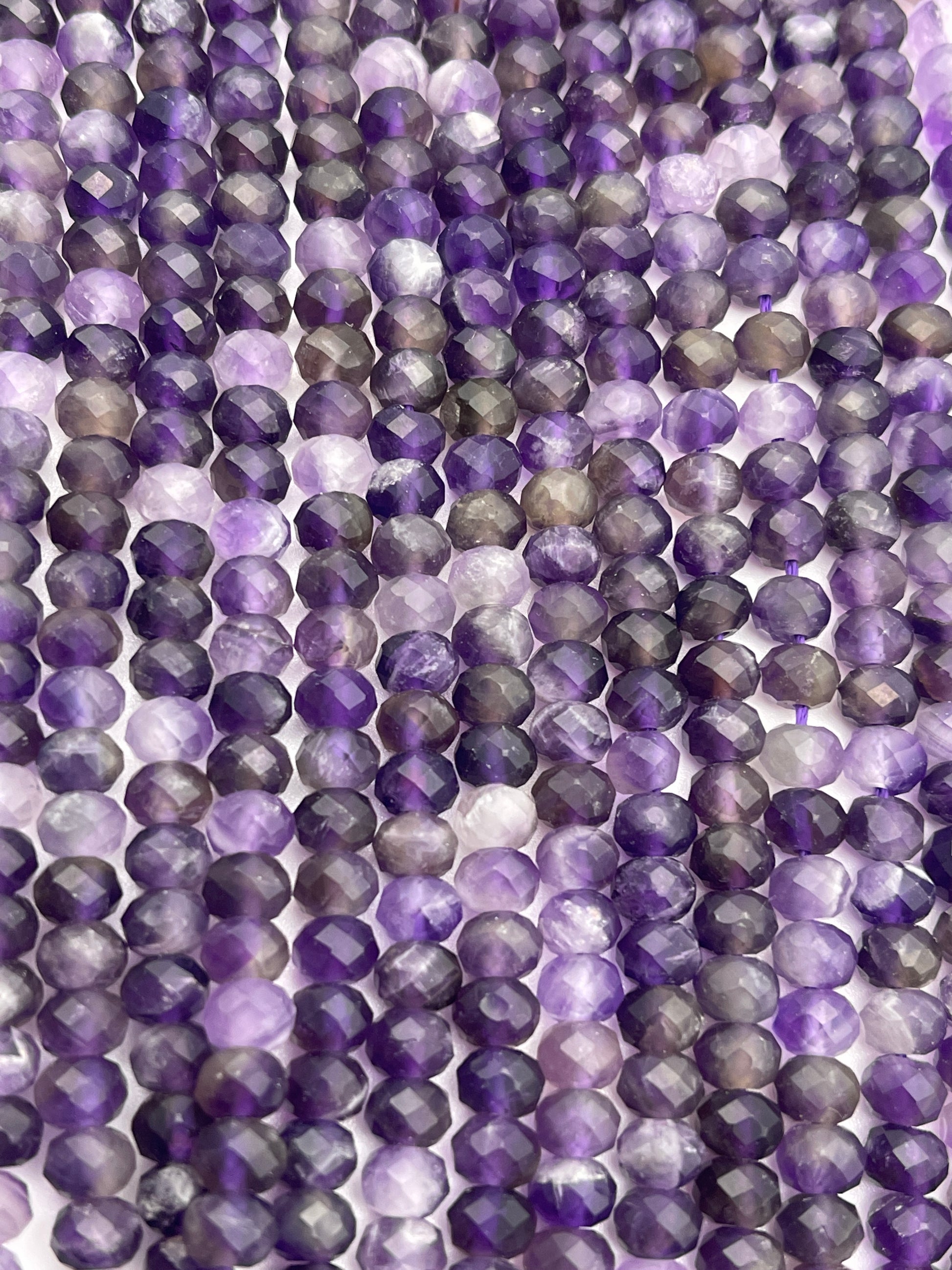 6mm Amethyst Faceted Rondell Bead Strand.