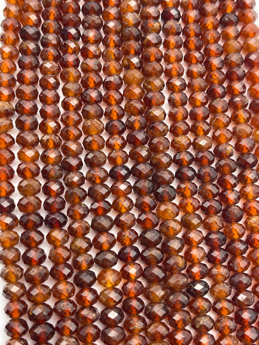 6mm Hessonite Garnet Faceted Rondelle Bead Strand.