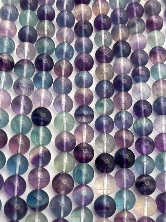 8mm Round Fluorite Bead Strand.