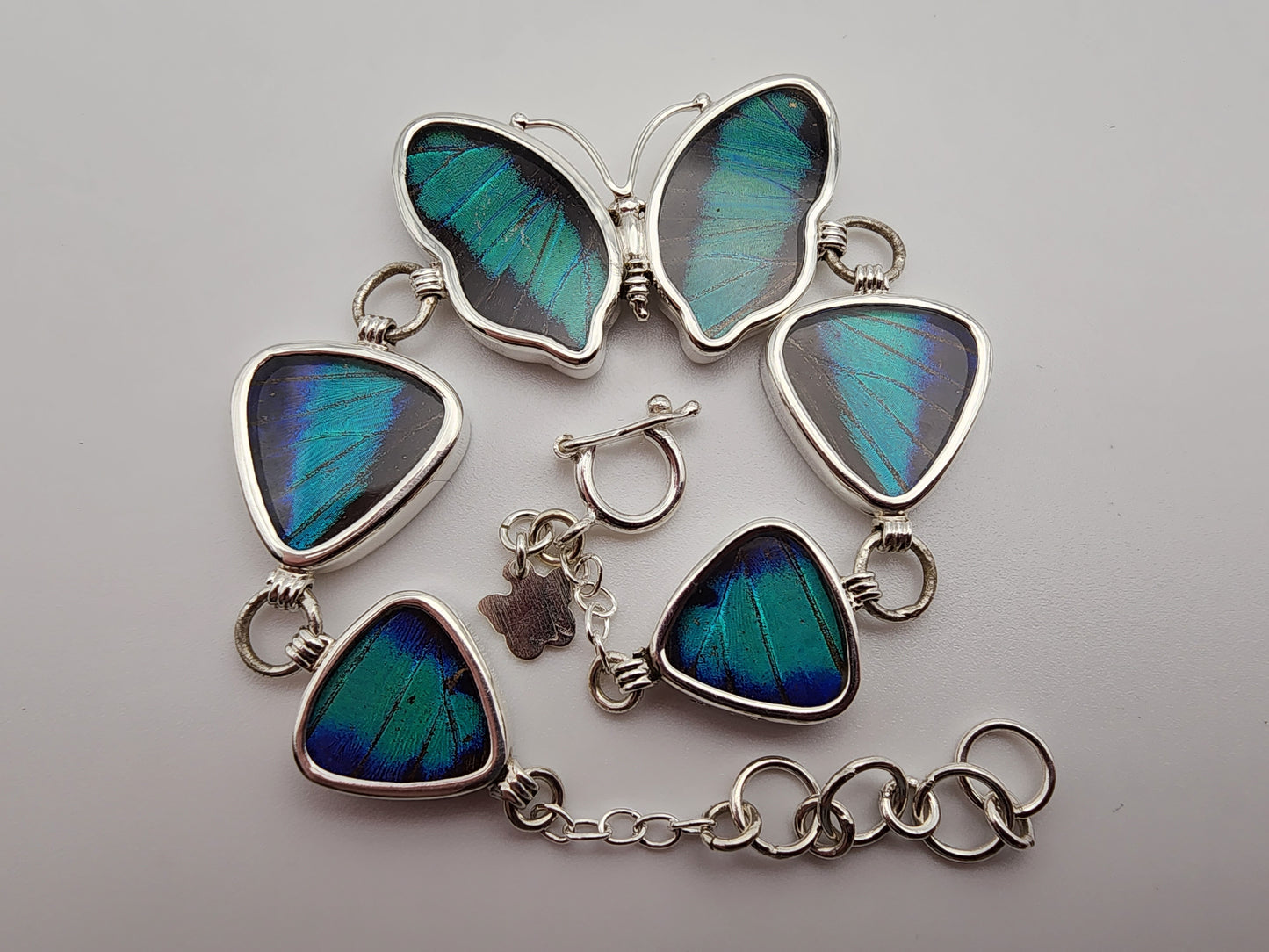 Sterling Silver Butterfly 5 Link Bracelet.